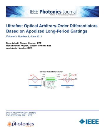 Ultrafast Optical Arbitrary-Order Differentiators Based ... - IEEE Xplore