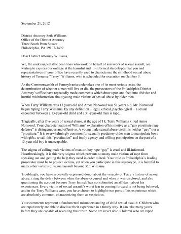 Letter to District Attorney Williams from State Sexual Assault ...