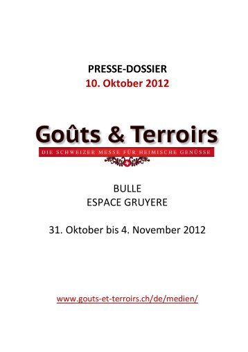 PRESSE-DOSSIER 10. Oktober 2012 - Goûts et Terroirs