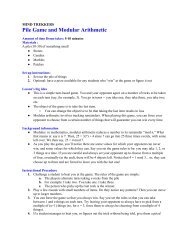 Pile Game and Modular Arithmetic - MTU Mind Trekkers