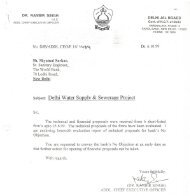 Subject:Delhi Water Supply & Sewerage Prolect - Delhi Jal Board