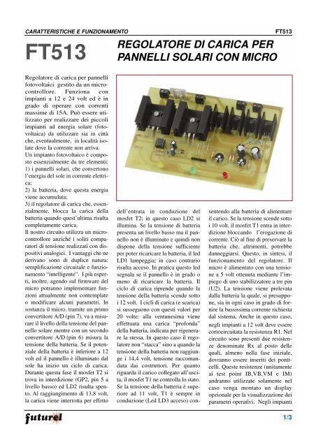 regolatore di carica per pannelli solari con micro - Futura Elettronica