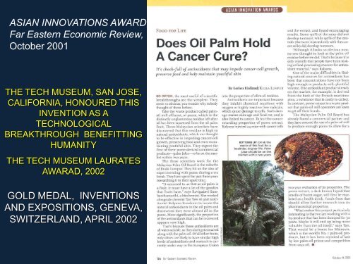 Palm Oil: A Success Story in Green Technology Innovations