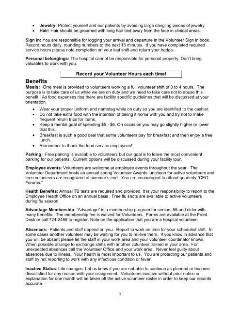 Volunteer Handbook - Roper St. Francis Healthcare