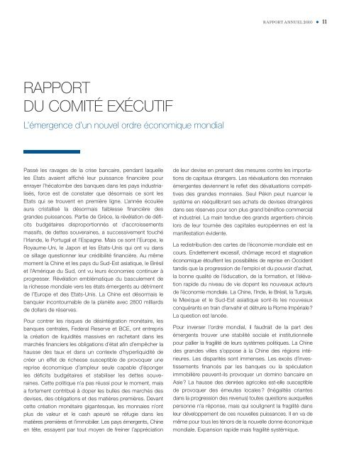 Rapport annuel 2010 - Banque Privée Edmond de Rothschild