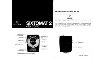 Bedienungsanleitung Gossen Sixtomat 2 - Old Style Photographer