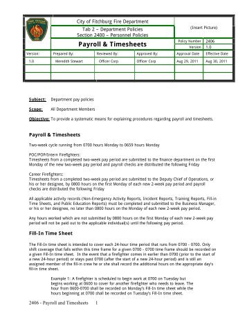 Payroll & Timesheets - City of Fitchburg