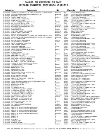 camara de comercio de reporte tramites recibidos 15022012 cali