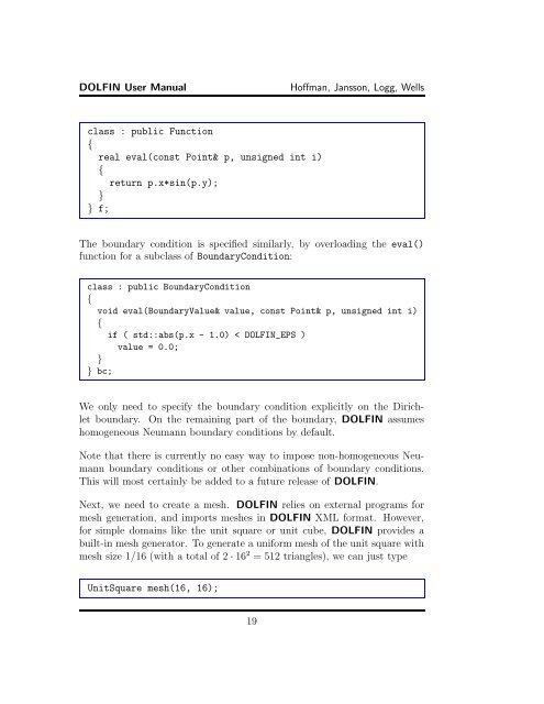 DOLFIN User Manual - FEniCS Project