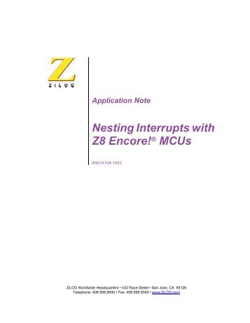 Nesting Interrupts with Z8 Encore! MCUs - Introduction