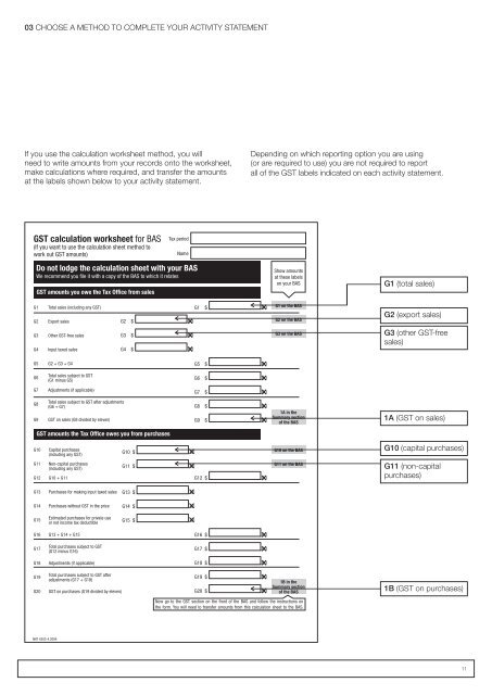 GST – completing your activity statement - Australian Taxation Office