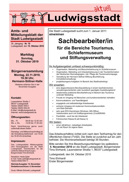 und Mitteilungsblatt der Stadt Ludwigsstadt