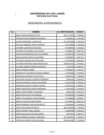 INGENIERÍA AGRONÓMICA - Universidad de los Llanos