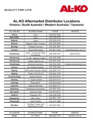 AL-KO Aftermarket Distributor Locations Victoria ... - AL-KO Australia