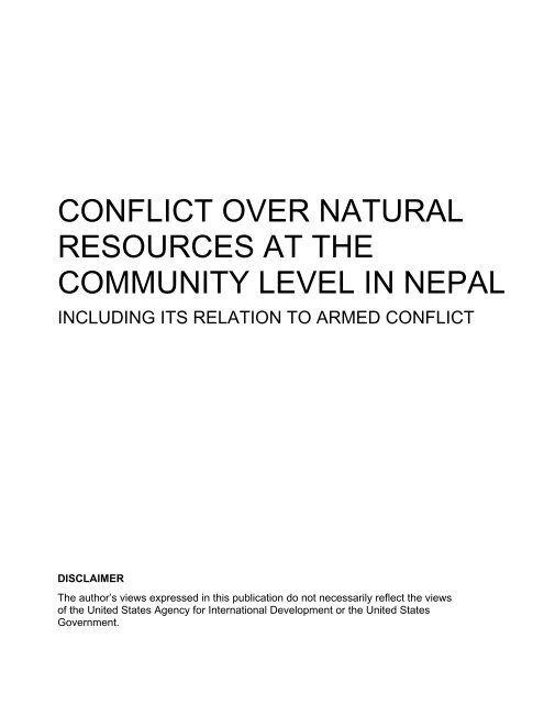 conflict over natural resources at the community level in nepal