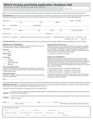 NDSCS Housing and Dining Application, Residence Hall