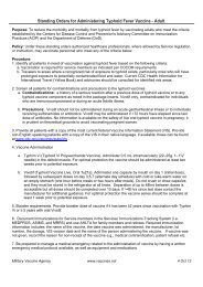 Standing Orders for Administering Typhoid Fever Vaccine - Adult