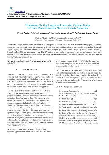 Minimizing Air Gap Length and Losses for Optimal Design Of ... - Ijecs