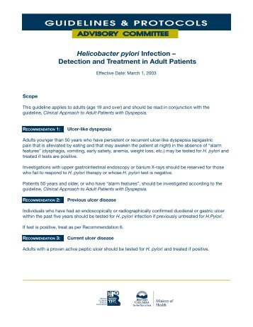 Detection and Treatment of Helicobacter pylori infection in Adult ...