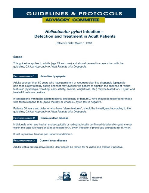 Detection and Treatment of Helicobacter pylori infection in Adult ...