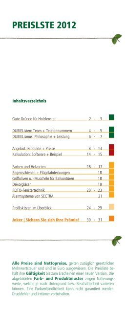 Preisliste - DUBIEL Fenster GmbH