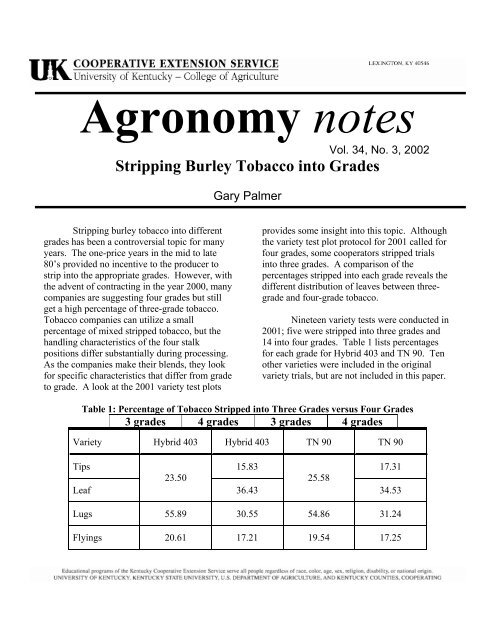 tobacco grades Stripping Burley Tobacco into Grades
