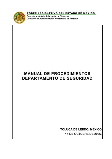 manual de procedimientos departamento de seguridad - LVIII ...