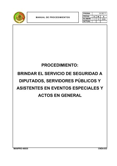 manual de procedimientos departamento de seguridad - LVIII ...