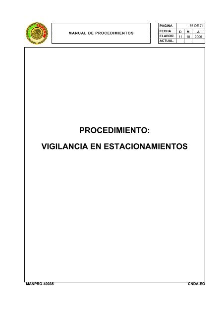 manual de procedimientos departamento de seguridad - LVIII ...
