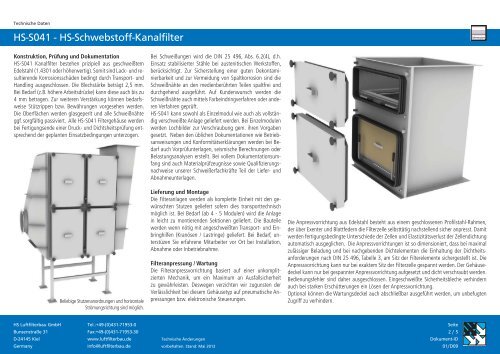 Clean air through experience - HS Luftfilterbau GmbH