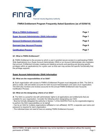 SAA Frequently Asked Questions - finra