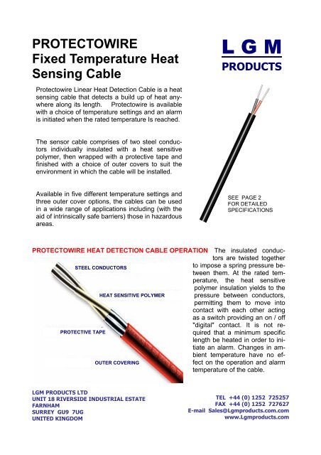 Protectowire Heat Sensing Cable - LGM Products Ltd