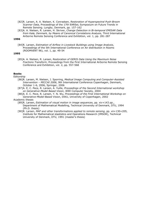 CURRICULUM VITAE â Rasmus Larsen â 2008.9 ... - DTU Informatics