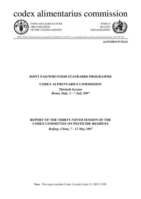 JOINT FAO/WHO FOOD STANDARDS PROGRAMME ... - Cclac.org