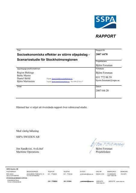 SSPA Rapport Nr 2006 4238-1 - Baltic Master II