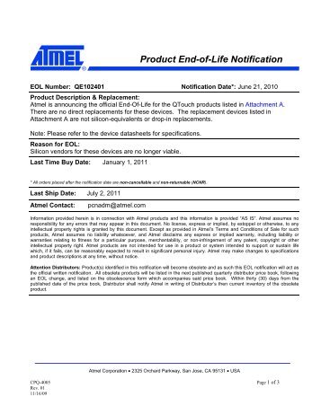 Product End-of-Life Notification - Ineltek