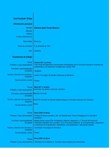 Mtra. Adriana Isela Torres Romero - CUDD - Universidad AutÃ³noma ...