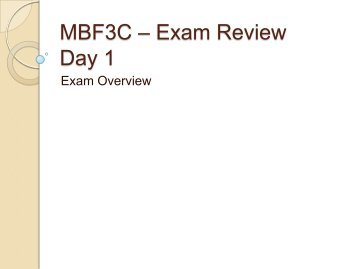 MBF3C – Exam Review Day 1