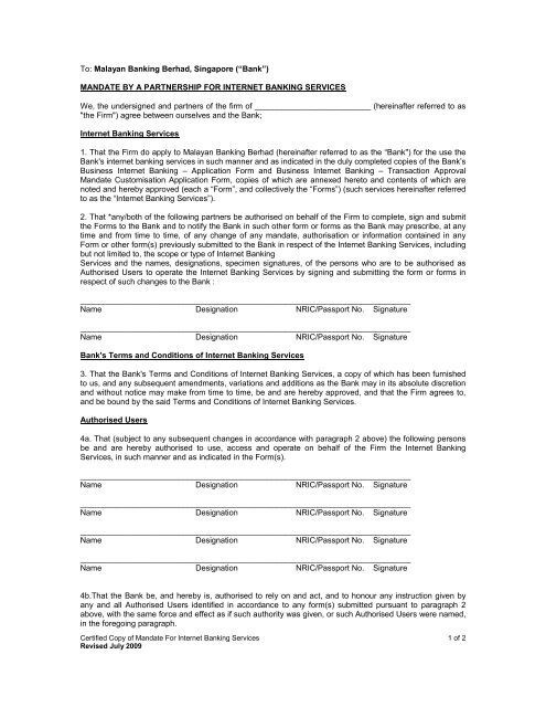 Mandate for Partnership (PDF) - Maybank