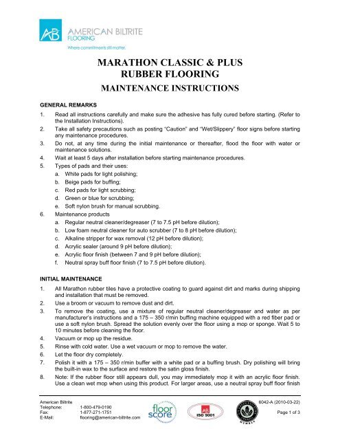 MARATHON CLASSIC & PLUS RUBBER FLOORING - Centura