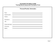 ACCOUNTS PAYABLE CLERK Training Needs Assessment ...