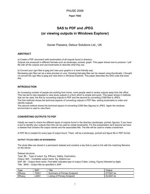 SAS to PDF and JPEG (or viewing outputs in Windows ... - PhUSE Wiki