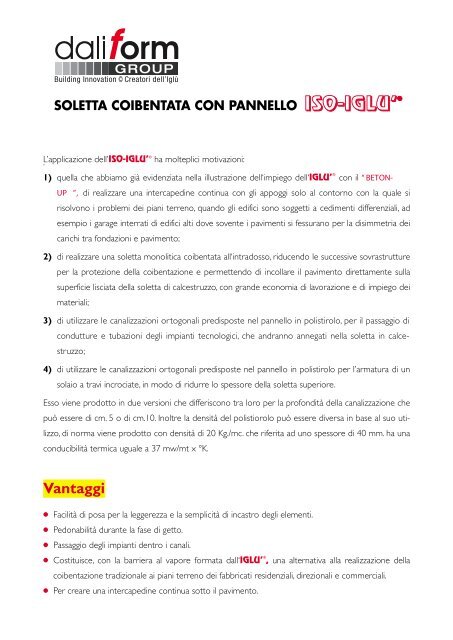 soletta monolitica in ca coibentata con iso-iglu - Edilportale