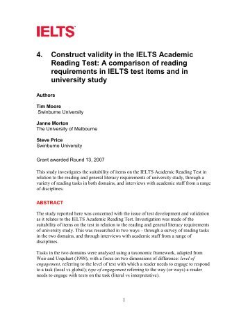 validity ielts exam Academic Reading Construct in the IELTS validity A 4 test: