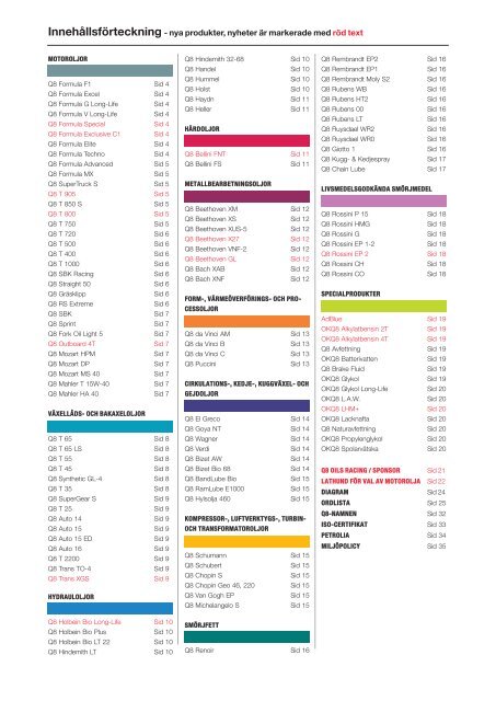Q8 Oils SmÃƒÂ¶rjmedel samt Specialprodukter 2007 - ER Trading AS