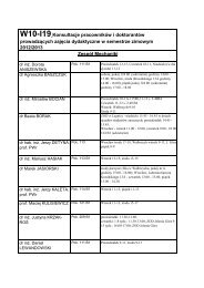 ZespÃ³Å Mechaniki W10-I19Konsultacje pracownikÃ³w i doktorantÃ³w ...