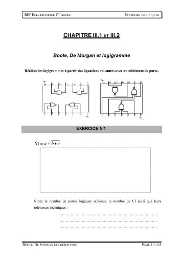 Boole_De Morgan et logigramme EX - didier villers on line