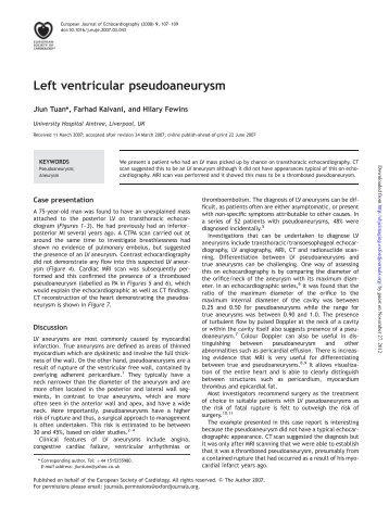 Left ventricular pseudoaneurysm - EHJ Cardiovascular Imaging