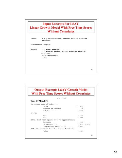 Introductory And Intermediate Growth Models - Mplus