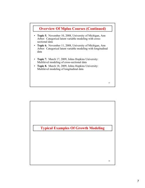 Introductory And Intermediate Growth Models - Mplus